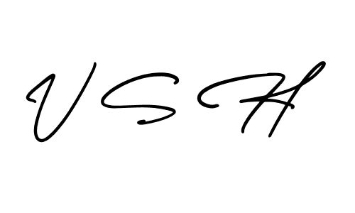 Design your own signature with our free online signature maker. With this signature software, you can create a handwritten (AmerikaSignatureDemo-Regular) signature for name V S H. V S H signature style 3 images and pictures png