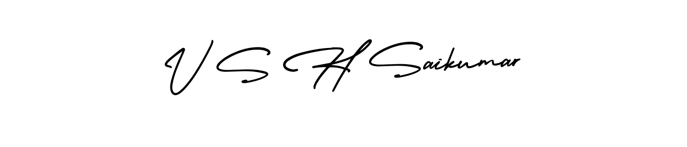 You should practise on your own different ways (AmerikaSignatureDemo-Regular) to write your name (V S H Saikumar) in signature. don't let someone else do it for you. V S H Saikumar signature style 3 images and pictures png