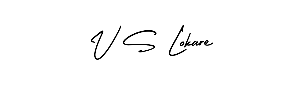 How to make V S Lokare name signature. Use AmerikaSignatureDemo-Regular style for creating short signs online. This is the latest handwritten sign. V S Lokare signature style 3 images and pictures png