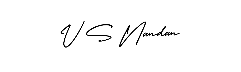 Create a beautiful signature design for name V S Nandan. With this signature (AmerikaSignatureDemo-Regular) fonts, you can make a handwritten signature for free. V S Nandan signature style 3 images and pictures png