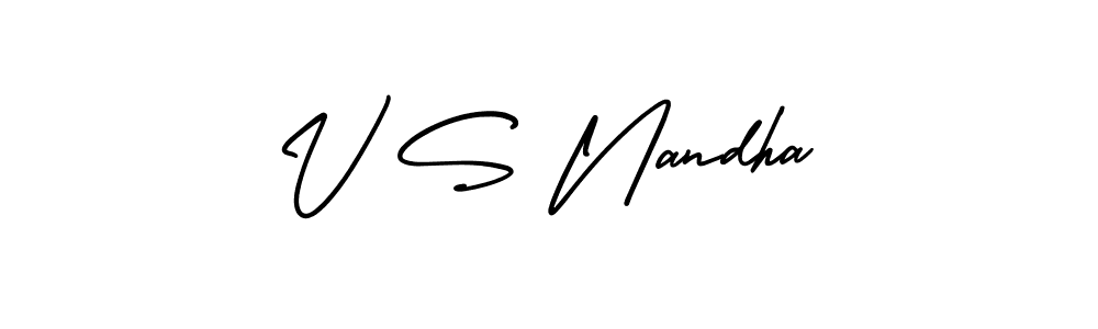 Make a beautiful signature design for name V S Nandha. With this signature (AmerikaSignatureDemo-Regular) style, you can create a handwritten signature for free. V S Nandha signature style 3 images and pictures png