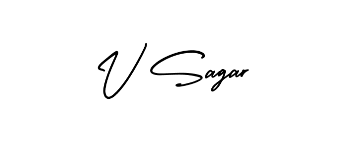 Use a signature maker to create a handwritten signature online. With this signature software, you can design (AmerikaSignatureDemo-Regular) your own signature for name V Sagar. V Sagar signature style 3 images and pictures png