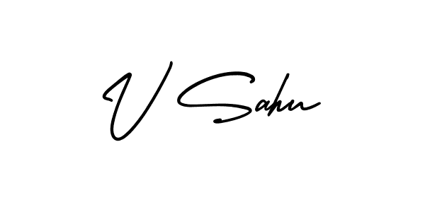 The best way (AmerikaSignatureDemo-Regular) to make a short signature is to pick only two or three words in your name. The name V Sahu include a total of six letters. For converting this name. V Sahu signature style 3 images and pictures png