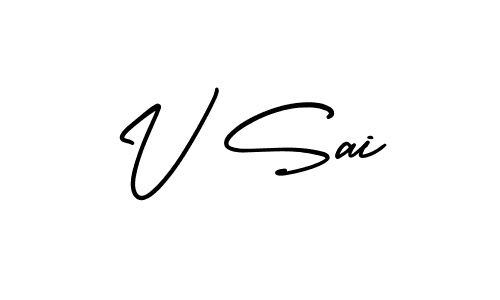 Make a beautiful signature design for name V Sai. With this signature (AmerikaSignatureDemo-Regular) style, you can create a handwritten signature for free. V Sai signature style 3 images and pictures png