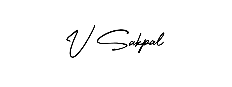 Create a beautiful signature design for name V Sakpal. With this signature (AmerikaSignatureDemo-Regular) fonts, you can make a handwritten signature for free. V Sakpal signature style 3 images and pictures png