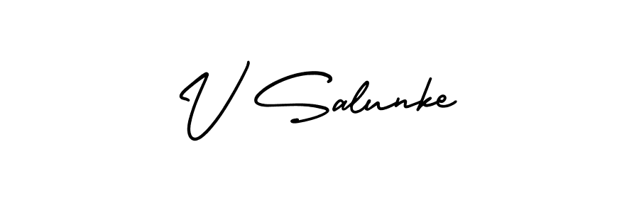 Make a beautiful signature design for name V Salunke. With this signature (AmerikaSignatureDemo-Regular) style, you can create a handwritten signature for free. V Salunke signature style 3 images and pictures png