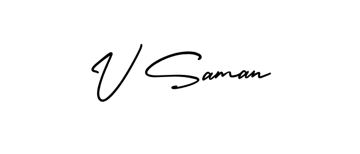 V Saman stylish signature style. Best Handwritten Sign (AmerikaSignatureDemo-Regular) for my name. Handwritten Signature Collection Ideas for my name V Saman. V Saman signature style 3 images and pictures png