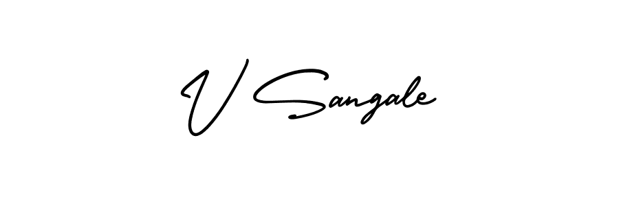 Similarly AmerikaSignatureDemo-Regular is the best handwritten signature design. Signature creator online .You can use it as an online autograph creator for name V Sangale. V Sangale signature style 3 images and pictures png