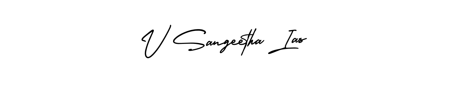 if you are searching for the best signature style for your name V Sangeetha Ias. so please give up your signature search. here we have designed multiple signature styles  using AmerikaSignatureDemo-Regular. V Sangeetha Ias signature style 3 images and pictures png