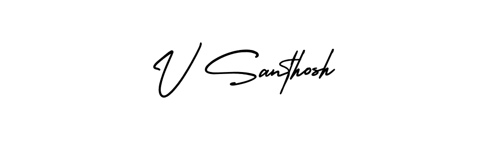 This is the best signature style for the V Santhosh name. Also you like these signature font (AmerikaSignatureDemo-Regular). Mix name signature. V Santhosh signature style 3 images and pictures png