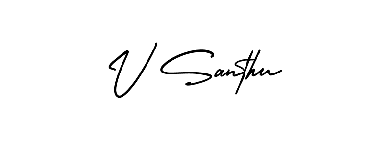 Make a beautiful signature design for name V Santhu. With this signature (AmerikaSignatureDemo-Regular) style, you can create a handwritten signature for free. V Santhu signature style 3 images and pictures png