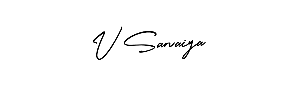 How to make V Sarvaiya name signature. Use AmerikaSignatureDemo-Regular style for creating short signs online. This is the latest handwritten sign. V Sarvaiya signature style 3 images and pictures png