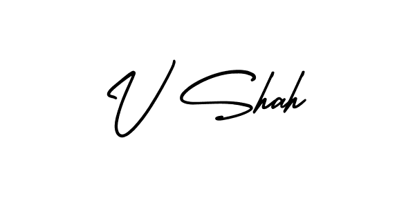 Make a beautiful signature design for name V Shah. With this signature (AmerikaSignatureDemo-Regular) style, you can create a handwritten signature for free. V Shah signature style 3 images and pictures png