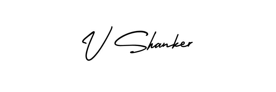 if you are searching for the best signature style for your name V Shanker. so please give up your signature search. here we have designed multiple signature styles  using AmerikaSignatureDemo-Regular. V Shanker signature style 3 images and pictures png