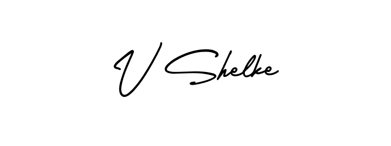 Make a beautiful signature design for name V Shelke. With this signature (AmerikaSignatureDemo-Regular) style, you can create a handwritten signature for free. V Shelke signature style 3 images and pictures png