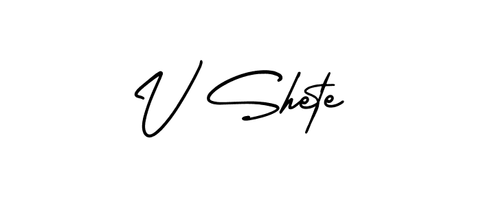 Also You can easily find your signature by using the search form. We will create V Shete name handwritten signature images for you free of cost using AmerikaSignatureDemo-Regular sign style. V Shete signature style 3 images and pictures png