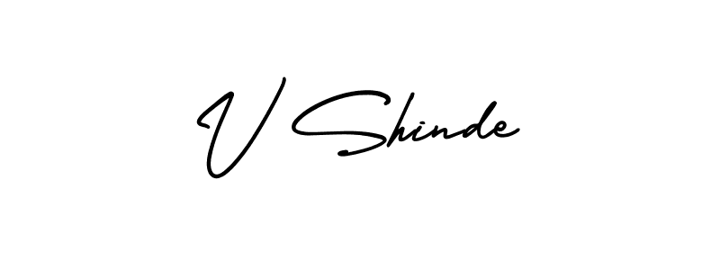 V Shinde stylish signature style. Best Handwritten Sign (AmerikaSignatureDemo-Regular) for my name. Handwritten Signature Collection Ideas for my name V Shinde. V Shinde signature style 3 images and pictures png