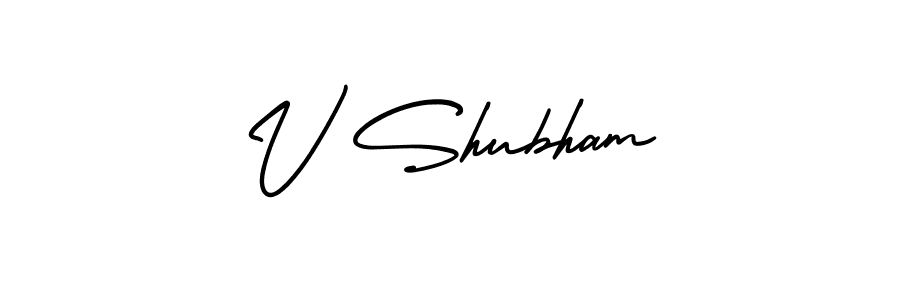 How to make V Shubham name signature. Use AmerikaSignatureDemo-Regular style for creating short signs online. This is the latest handwritten sign. V Shubham signature style 3 images and pictures png