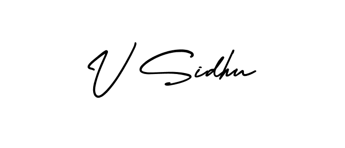 You should practise on your own different ways (AmerikaSignatureDemo-Regular) to write your name (V Sidhu) in signature. don't let someone else do it for you. V Sidhu signature style 3 images and pictures png