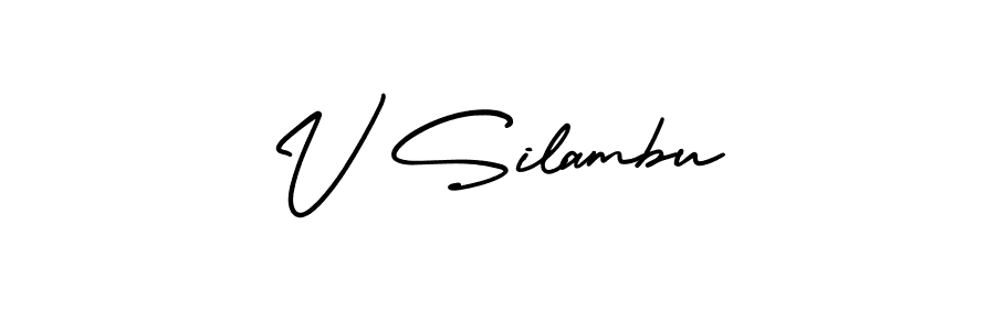 Create a beautiful signature design for name V Silambu. With this signature (AmerikaSignatureDemo-Regular) fonts, you can make a handwritten signature for free. V Silambu signature style 3 images and pictures png