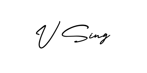 Create a beautiful signature design for name V Sing. With this signature (AmerikaSignatureDemo-Regular) fonts, you can make a handwritten signature for free. V Sing signature style 3 images and pictures png