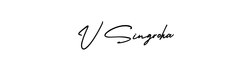 Make a beautiful signature design for name V Singroha. With this signature (AmerikaSignatureDemo-Regular) style, you can create a handwritten signature for free. V Singroha signature style 3 images and pictures png