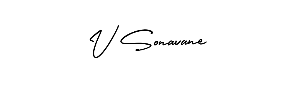 Design your own signature with our free online signature maker. With this signature software, you can create a handwritten (AmerikaSignatureDemo-Regular) signature for name V Sonavane. V Sonavane signature style 3 images and pictures png