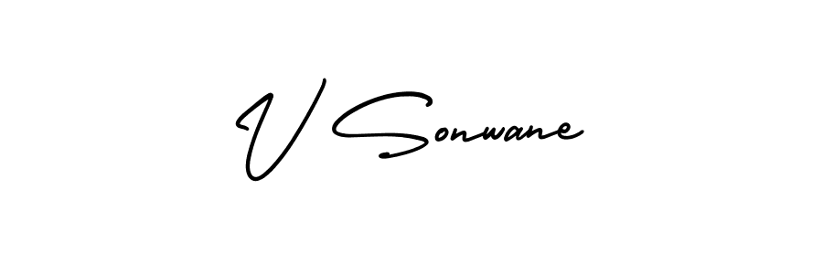 if you are searching for the best signature style for your name V Sonwane. so please give up your signature search. here we have designed multiple signature styles  using AmerikaSignatureDemo-Regular. V Sonwane signature style 3 images and pictures png