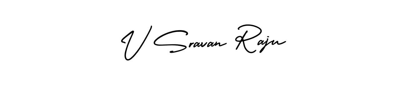 Create a beautiful signature design for name V Sravan Raju. With this signature (AmerikaSignatureDemo-Regular) fonts, you can make a handwritten signature for free. V Sravan Raju signature style 3 images and pictures png