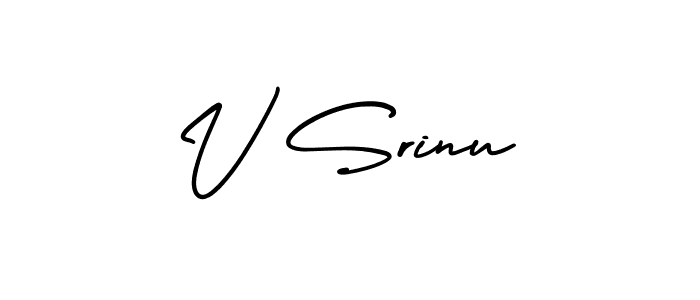 V Srinu stylish signature style. Best Handwritten Sign (AmerikaSignatureDemo-Regular) for my name. Handwritten Signature Collection Ideas for my name V Srinu. V Srinu signature style 3 images and pictures png