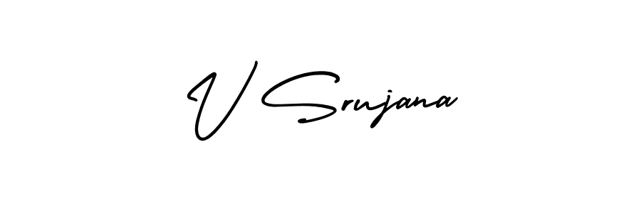 This is the best signature style for the V Srujana name. Also you like these signature font (AmerikaSignatureDemo-Regular). Mix name signature. V Srujana signature style 3 images and pictures png