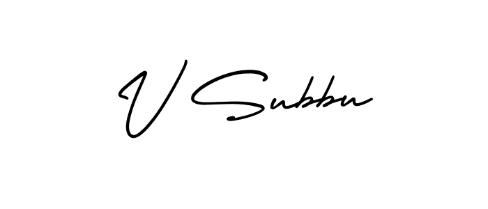 Use a signature maker to create a handwritten signature online. With this signature software, you can design (AmerikaSignatureDemo-Regular) your own signature for name V Subbu. V Subbu signature style 3 images and pictures png