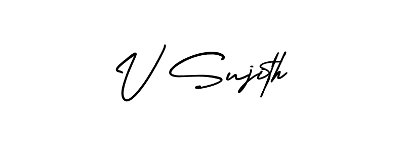 The best way (AmerikaSignatureDemo-Regular) to make a short signature is to pick only two or three words in your name. The name V Sujith include a total of six letters. For converting this name. V Sujith signature style 3 images and pictures png