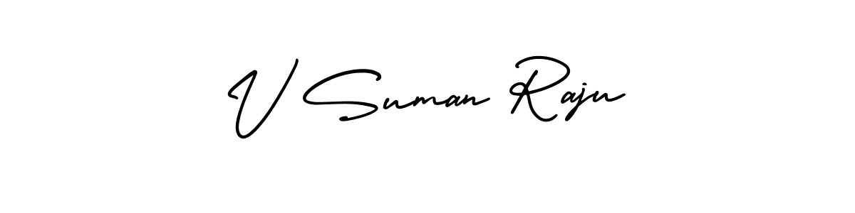 V Suman Raju stylish signature style. Best Handwritten Sign (AmerikaSignatureDemo-Regular) for my name. Handwritten Signature Collection Ideas for my name V Suman Raju. V Suman Raju signature style 3 images and pictures png