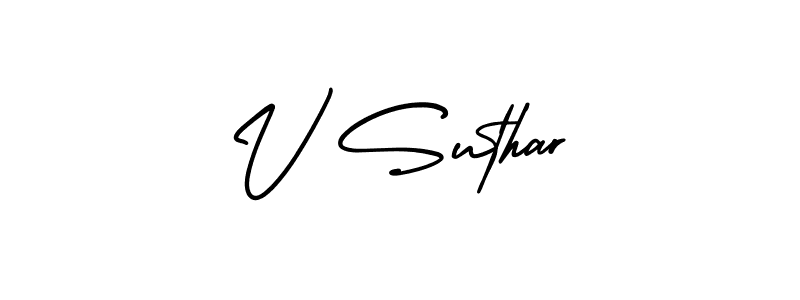 Make a short V Suthar signature style. Manage your documents anywhere anytime using AmerikaSignatureDemo-Regular. Create and add eSignatures, submit forms, share and send files easily. V Suthar signature style 3 images and pictures png