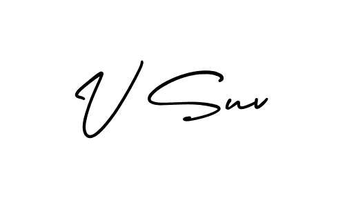 Make a beautiful signature design for name V Suv. With this signature (AmerikaSignatureDemo-Regular) style, you can create a handwritten signature for free. V Suv signature style 3 images and pictures png