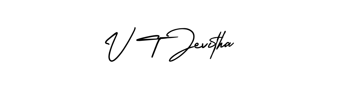 Create a beautiful signature design for name V T Jevitha. With this signature (AmerikaSignatureDemo-Regular) fonts, you can make a handwritten signature for free. V T Jevitha signature style 3 images and pictures png