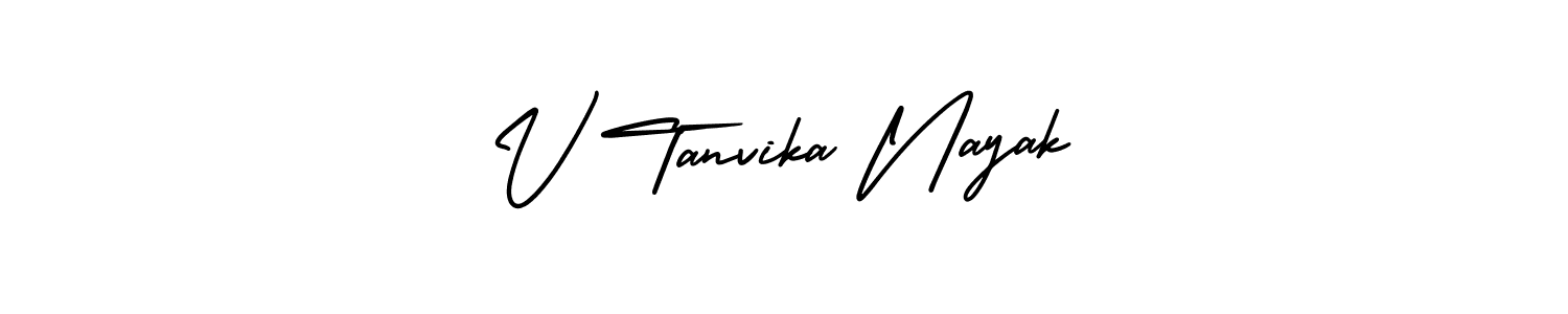 The best way (AmerikaSignatureDemo-Regular) to make a short signature is to pick only two or three words in your name. The name V Tanvika Nayak include a total of six letters. For converting this name. V Tanvika Nayak signature style 3 images and pictures png