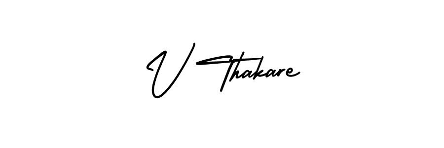 The best way (AmerikaSignatureDemo-Regular) to make a short signature is to pick only two or three words in your name. The name V Thakare include a total of six letters. For converting this name. V Thakare signature style 3 images and pictures png