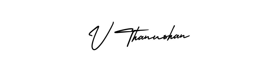 Design your own signature with our free online signature maker. With this signature software, you can create a handwritten (AmerikaSignatureDemo-Regular) signature for name V Thanushan. V Thanushan signature style 3 images and pictures png