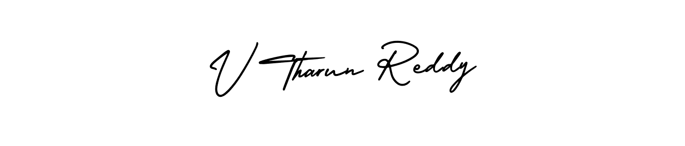 You should practise on your own different ways (AmerikaSignatureDemo-Regular) to write your name (V Tharun Reddy) in signature. don't let someone else do it for you. V Tharun Reddy signature style 3 images and pictures png