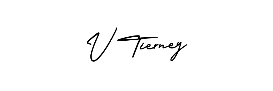 V Tierney stylish signature style. Best Handwritten Sign (AmerikaSignatureDemo-Regular) for my name. Handwritten Signature Collection Ideas for my name V Tierney. V Tierney signature style 3 images and pictures png