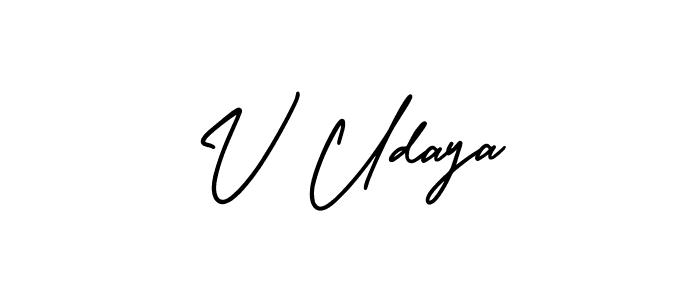 Use a signature maker to create a handwritten signature online. With this signature software, you can design (AmerikaSignatureDemo-Regular) your own signature for name V Udaya. V Udaya signature style 3 images and pictures png