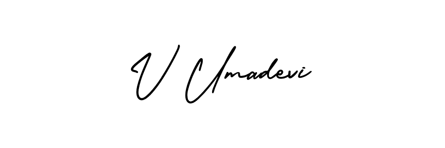 V Umadevi stylish signature style. Best Handwritten Sign (AmerikaSignatureDemo-Regular) for my name. Handwritten Signature Collection Ideas for my name V Umadevi. V Umadevi signature style 3 images and pictures png