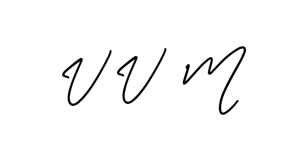 How to make V V  M name signature. Use AmerikaSignatureDemo-Regular style for creating short signs online. This is the latest handwritten sign. V V  M signature style 3 images and pictures png
