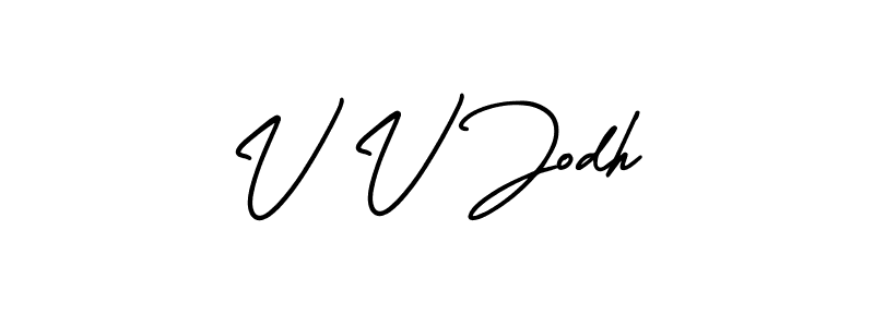 if you are searching for the best signature style for your name V V Jodh. so please give up your signature search. here we have designed multiple signature styles  using AmerikaSignatureDemo-Regular. V V Jodh signature style 3 images and pictures png