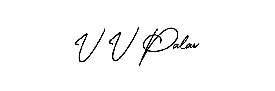 Design your own signature with our free online signature maker. With this signature software, you can create a handwritten (AmerikaSignatureDemo-Regular) signature for name V V Palav. V V Palav signature style 3 images and pictures png