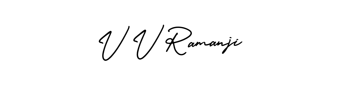 Make a beautiful signature design for name V V Ramanji. With this signature (AmerikaSignatureDemo-Regular) style, you can create a handwritten signature for free. V V Ramanji signature style 3 images and pictures png