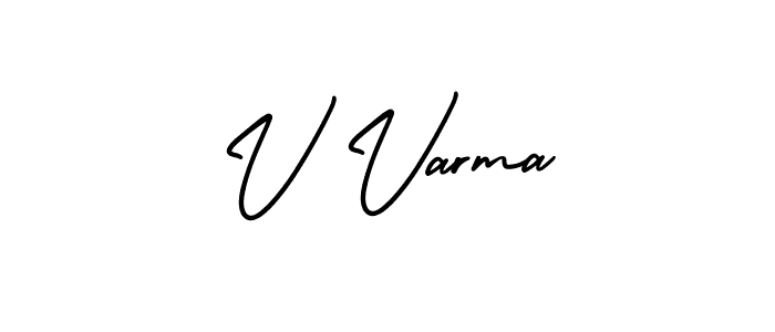 Use a signature maker to create a handwritten signature online. With this signature software, you can design (AmerikaSignatureDemo-Regular) your own signature for name V Varma. V Varma signature style 3 images and pictures png