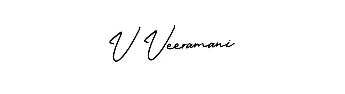 How to make V Veeramani name signature. Use AmerikaSignatureDemo-Regular style for creating short signs online. This is the latest handwritten sign. V Veeramani signature style 3 images and pictures png